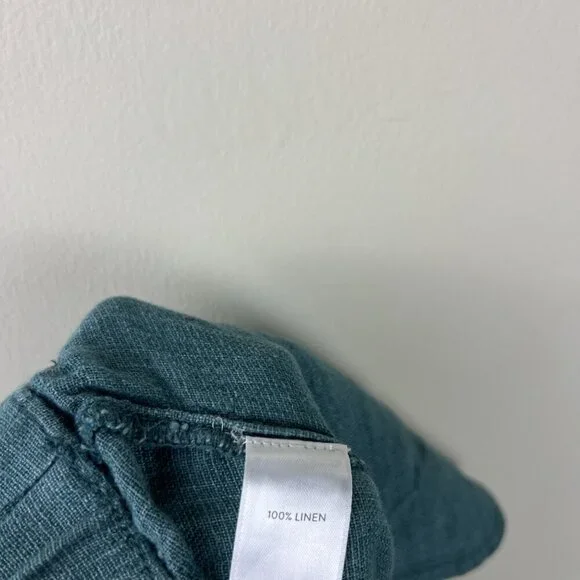 J. Jill Pure Jill Linen Teal Elastic Waist Cropped Pull On Pants - Picture 4 of 5